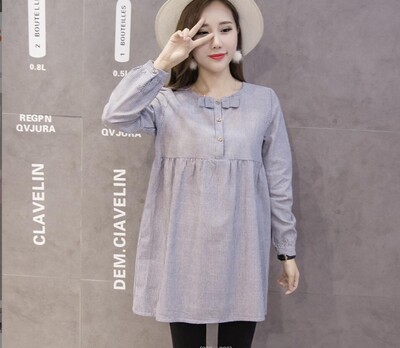 shorha 2018 proljeće trudnička moda vez okrugli ovratnik majice trudnice prugaste trudničke ležerne bluze