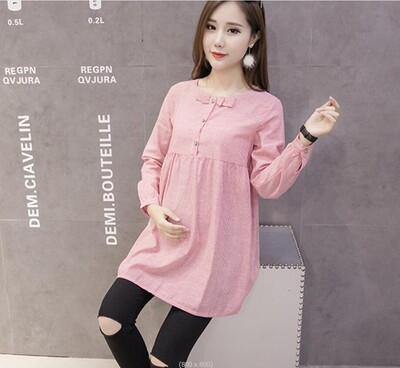 shorha 2018 proljeće trudnička moda vez okrugli ovratnik majice trudnice prugaste trudničke ležerne bluze