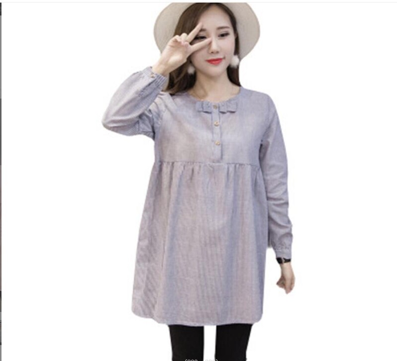 shorha 2018 proljeće trudnička moda vez okrugli ovratnik majice trudnice prugaste trudničke ležerne bluze