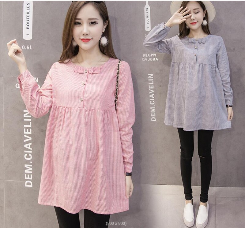 shorha 2018 proljeće trudnička moda vez okrugli ovratnik majice trudnice prugaste trudničke ležerne bluze