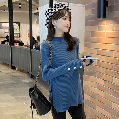 Rudens ziemas trikotāžas Grūtnieču džemperi Brīvi sadalīti krekli Apģērbi grūtniecēm pēcdzemdību grūtniecības fotosesija Topi