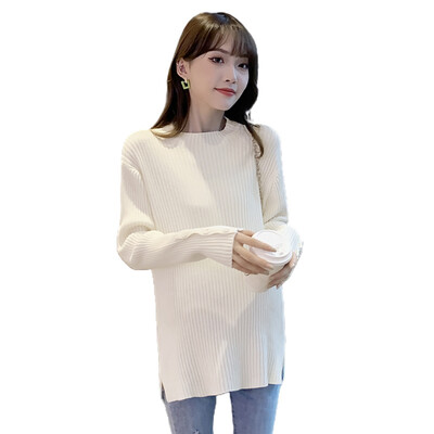 Rudens ziemas trikotāžas Grūtnieču džemperi Brīvi sadalīti krekli Apģērbi grūtniecēm pēcdzemdību grūtniecības fotosesija Topi