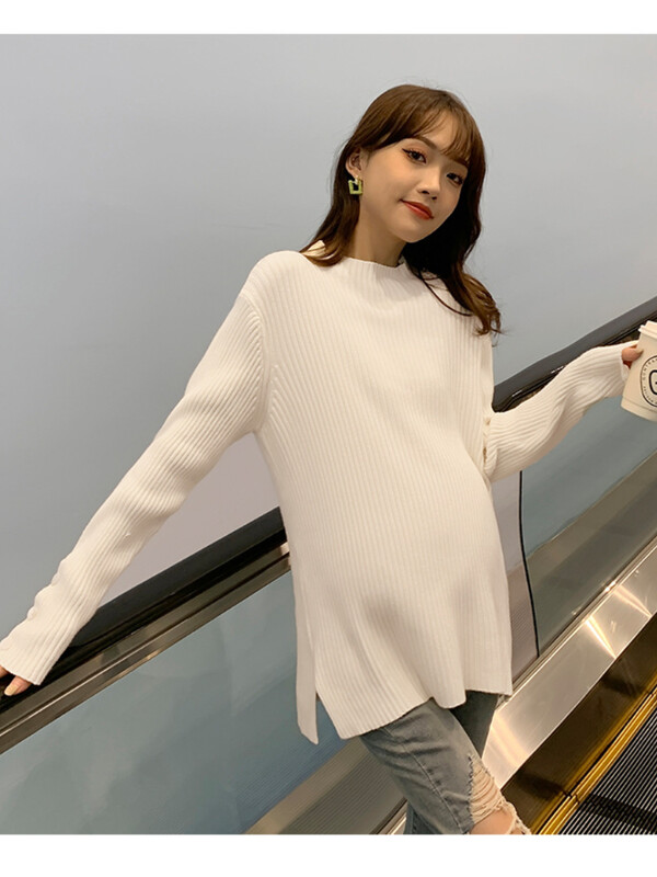 Rudens ziemas trikotāžas Grūtnieču džemperi Brīvi sadalīti krekli Apģērbi grūtniecēm pēcdzemdību grūtniecības fotosesija Topi