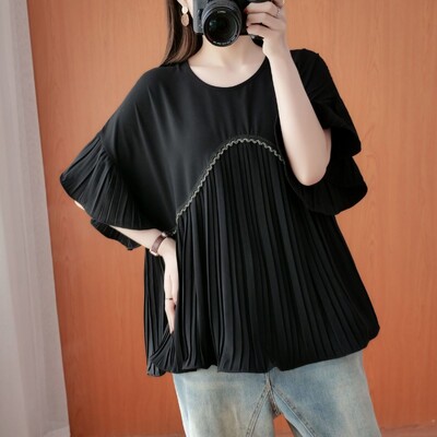 Kreativna bijela jednostavna opuštena ljetna trudnička majica za trudnice Nova udobna šifonska košulja kratkih rukava LH013