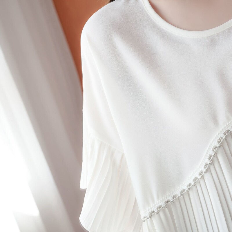 Kreativna bijela jednostavna opuštena ljetna trudnička majica za trudnice Nova udobna šifonska košulja kratkih rukava LH013