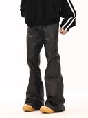 Melnas uzliesmojošas bikses Pu Ādas bikses vīriešiem High Street Y2k Pantalones Hombre Baggy Overall Wide Distring Cargo