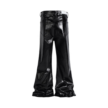 High Street Wide Leg Glossy Pu δερμάτινο παντελόνι Sashes Boot Cut Ανδρικό και Γυναικείο ίσιο φαρδύ casual τζιν Υπερμεγέθη φουσκωτό παντελόνι