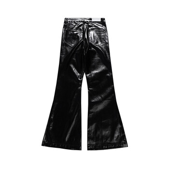 High Street Wide Leg Glossy Pu δερμάτινο παντελόνι Sashes Boot Cut Ανδρικό και Γυναικείο ίσιο φαρδύ casual τζιν Υπερμεγέθη φουσκωτό παντελόνι