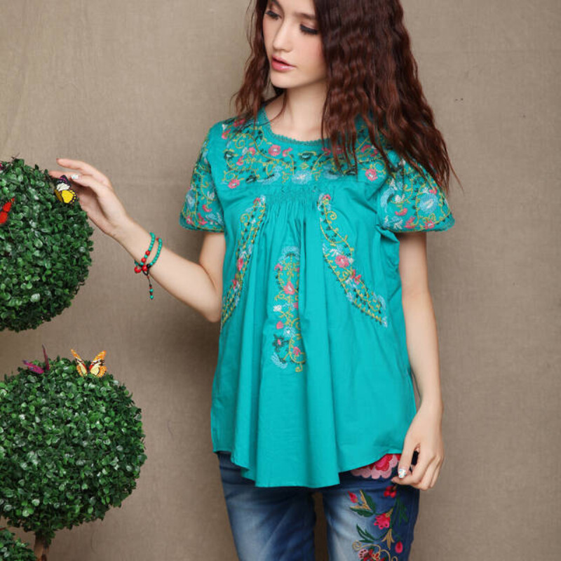 Jauni vasaras maternitātes ziedu izšuvumi brīvi blūzes krekli 4 krāsu ikdienas kreklu topi Apģērbi grūtniecēm