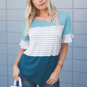 Ruffle Grūtnieču Topi Brīvi Grūtniecības Blūze Svītrains T-krekls Ikdienas Grūtnieču Apģērbs Grūtniecēm Zīdīšanas Top T-krekls