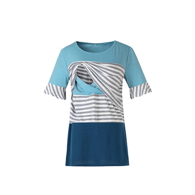 Ruffle Grūtnieču Topi Brīvi Grūtniecības Blūze Svītrains T-krekls Ikdienas Grūtnieču Apģērbs Grūtniecēm Zīdīšanas Top T-krekls