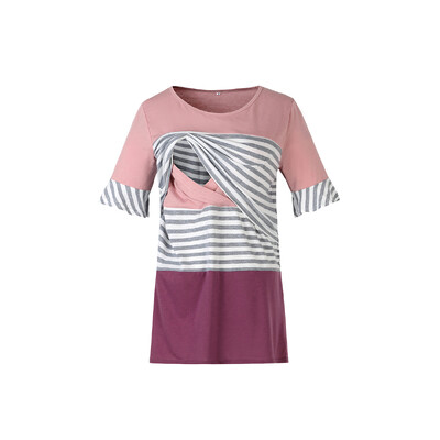 Ruffle Grūtnieču Topi Brīvi Grūtniecības Blūze Svītrains T-krekls Ikdienas Grūtnieču Apģērbs Grūtniecēm Zīdīšanas Top T-krekls