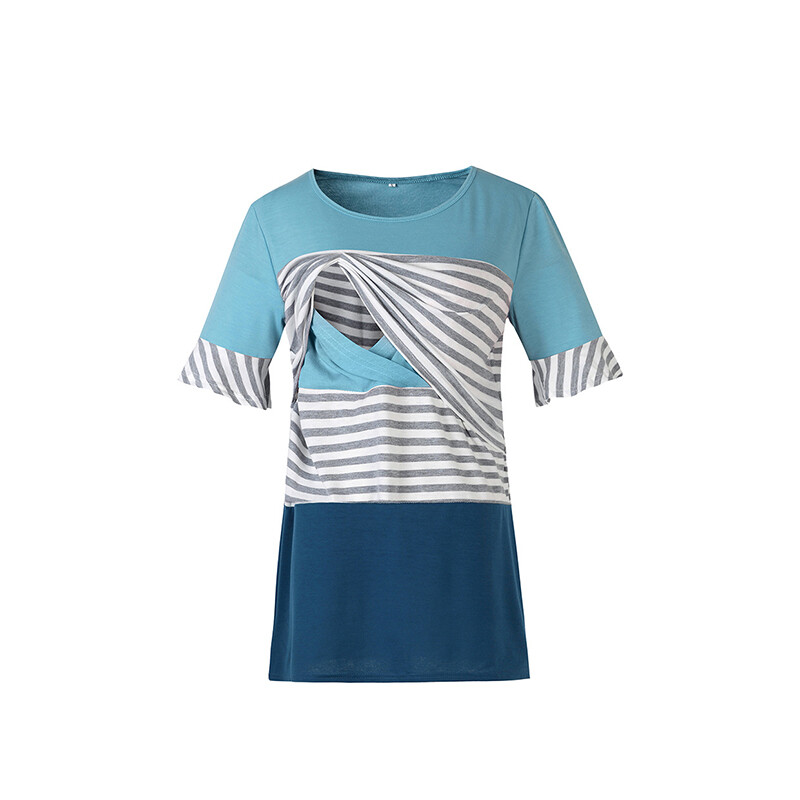 Ruffle Grūtnieču Topi Brīvi Grūtniecības Blūze Svītrains T-krekls Ikdienas Grūtnieču Apģērbs Grūtniecēm Zīdīšanas Top T-krekls