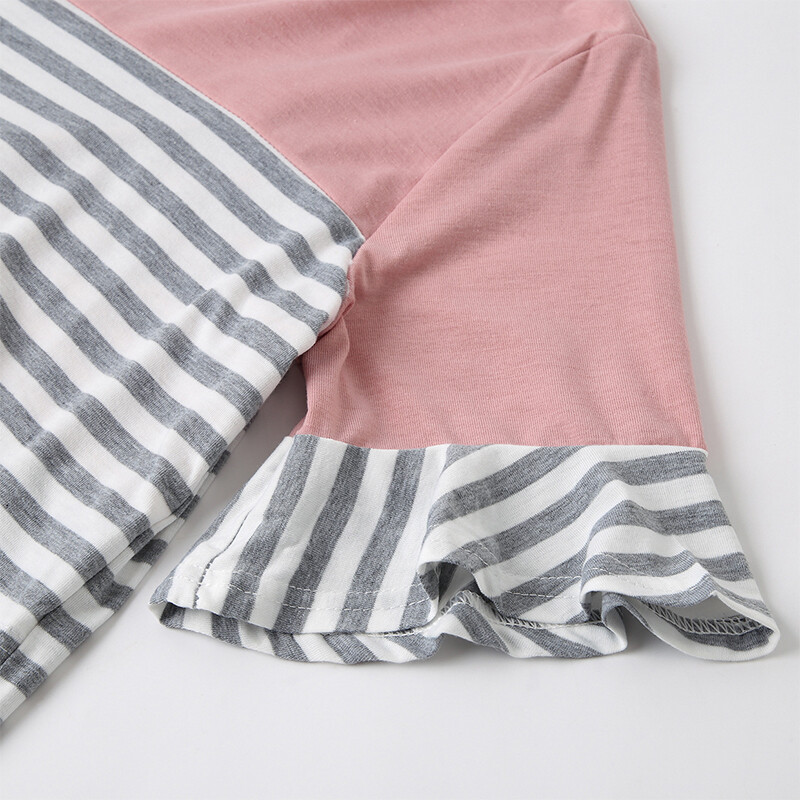 Ruffle Grūtnieču Topi Brīvi Grūtniecības Blūze Svītrains T-krekls Ikdienas Grūtnieču Apģērbs Grūtniecēm Zīdīšanas Top T-krekls