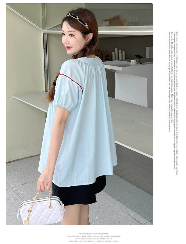 Ljetne slatke majice s kićankama na v-izrez za trudnice Prugasta patchwork labava modna pamučna bluza za trudnice Top za trudnice