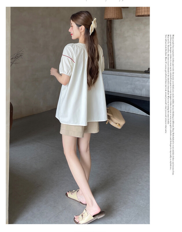 Ljetne slatke majice s kićankama na v-izrez za trudnice Prugasta patchwork labava modna pamučna bluza za trudnice Top za trudnice