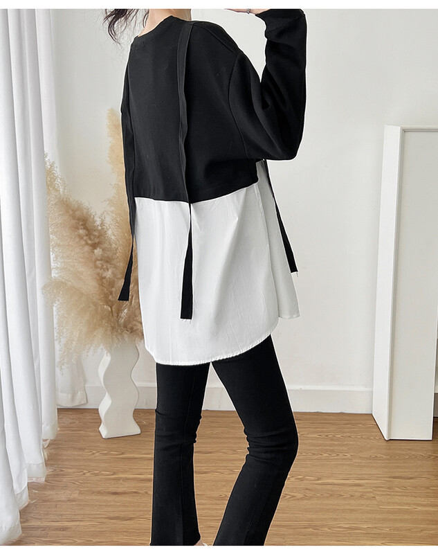 Rudens lentes svītrains, melns balts, raibs, brīvs grūtnieču krekls liela izmēra grūtnieces blūze, brīva grūtniecības krekls