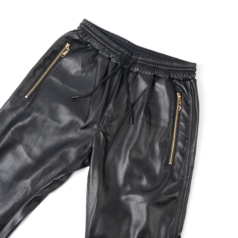 Muške kožne hlače Jogger hlače s elastičnim strukom PU kožne motociklističke hlače Bikerske hlače