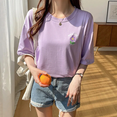 Pogimdyminiai krūtimi maitinantys viršutiniai lieknėjimo stiliaus marškinėliai nėščiosioms Vasariniai ploni trumpomis rankovėmis su kaklu motinos pienu maitinantys drabužiai