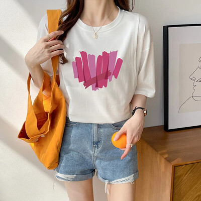 Pogimdyminiai krūtimi maitinantys viršutiniai lieknėjimo stiliaus marškinėliai nėščiosioms Vasariniai ploni trumpomis rankovėmis su kaklu motinos pienu maitinantys drabužiai