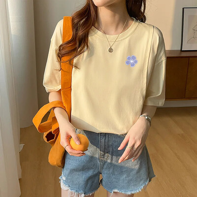 Pogimdyminiai krūtimi maitinantys viršutiniai lieknėjimo stiliaus marškinėliai nėščiosioms Vasariniai ploni trumpomis rankovėmis su kaklu motinos pienu maitinantys drabužiai