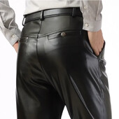 Pantaloni din piele de vară Îmbrăcăminte pentru bărbați Pantaloni de motocicletă din piele artificială PU, slim, subțiri, largi, drepti, pantaloni cargo impermeabili