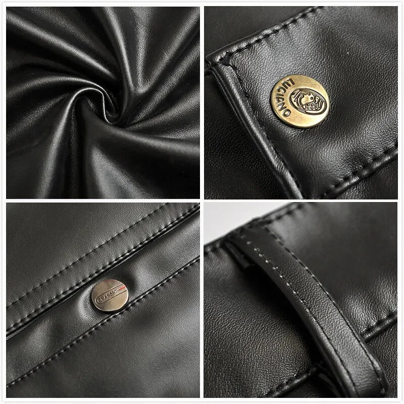 Pantaloni din piele de vară Îmbrăcăminte pentru bărbați Pantaloni de motocicletă din piele artificială PU, slim, subțiri, largi, drepti, pantaloni cargo impermeabili