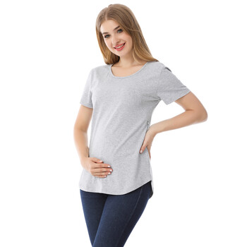 Emotion Moms New Women Maternel T-shirt Κοντό μανίκι Stretch Βαμβακερά μπλουζάκια Φερμουάρ Θηλασμός Φαρδιά Ρούχα Έγκυος Μεγάλο Μέγεθος