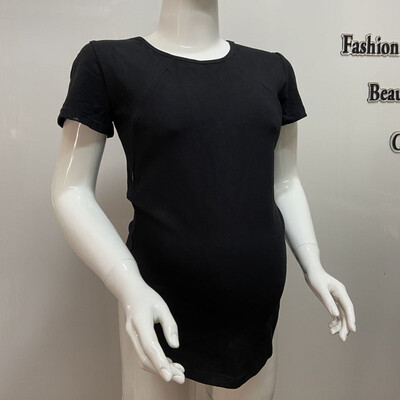 Jausmai Mamos Nauji Moteriški Maternel marškinėliai trumpomis rankovėmis, tampriomis medvilninėmis viršūnėmis, užtrauktuku, maitinant krūtimi Laisvi nėščiosioms drabužiai Didelis dydis