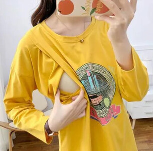 Krūtimi maitinantys motinystės marškinėliai Topouter Wear ilgomis rankovėmis, ploni stiliaus marškinėliai maitinančioms moterims pavasario rudens kolekcija