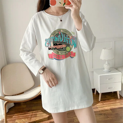 Krūtimi maitinantys motinystės marškinėliai Topouter Wear ilgomis rankovėmis, ploni stiliaus marškinėliai maitinančioms moterims pavasario rudens kolekcija