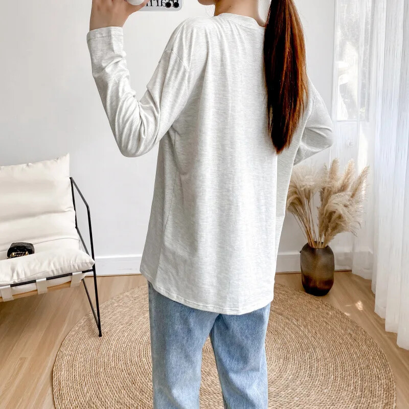 Krūtimi maitinantys motinystės marškinėliai Topouter Wear ilgomis rankovėmis, ploni stiliaus marškinėliai maitinančioms moterims pavasario rudens kolekcija