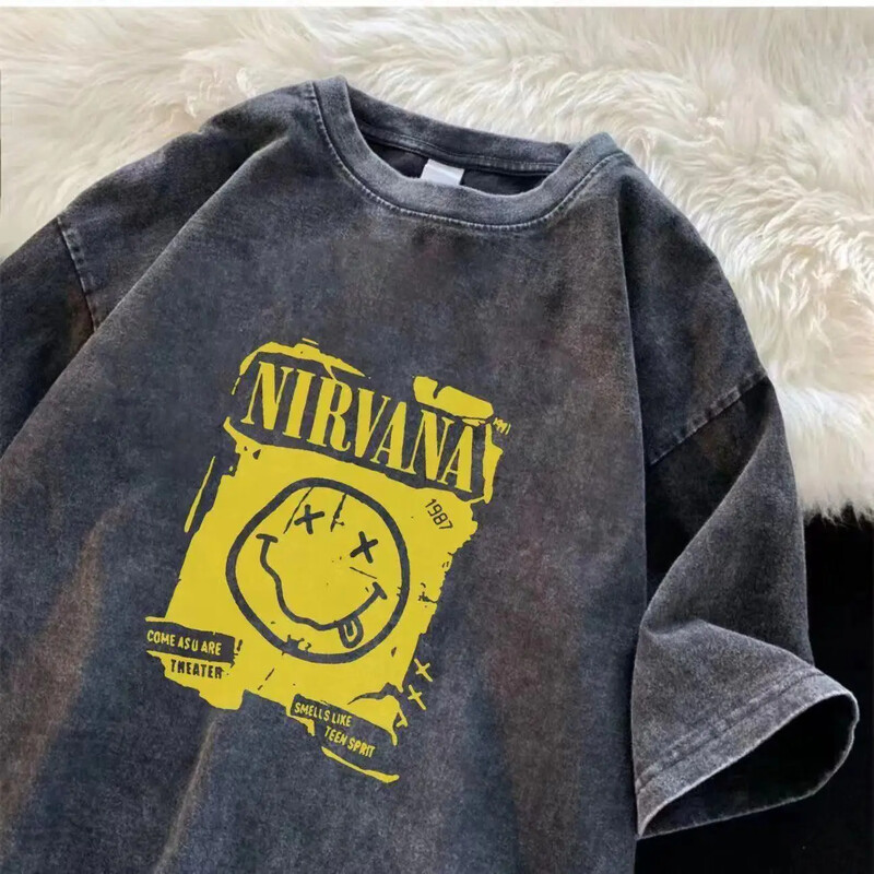 Madingi retro rožinės spalvos grafiniai marškinėliai vyrams ir moterims vasaros amerikietiškos poros, laisvalaikio trumpomis rankovėmis harajuku