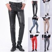 Kratke hlače za trčanje Muške uske kožne hlače Tajice Elastične boje Trend Motociklističke kožne hlače Sportske hlače za muškarce