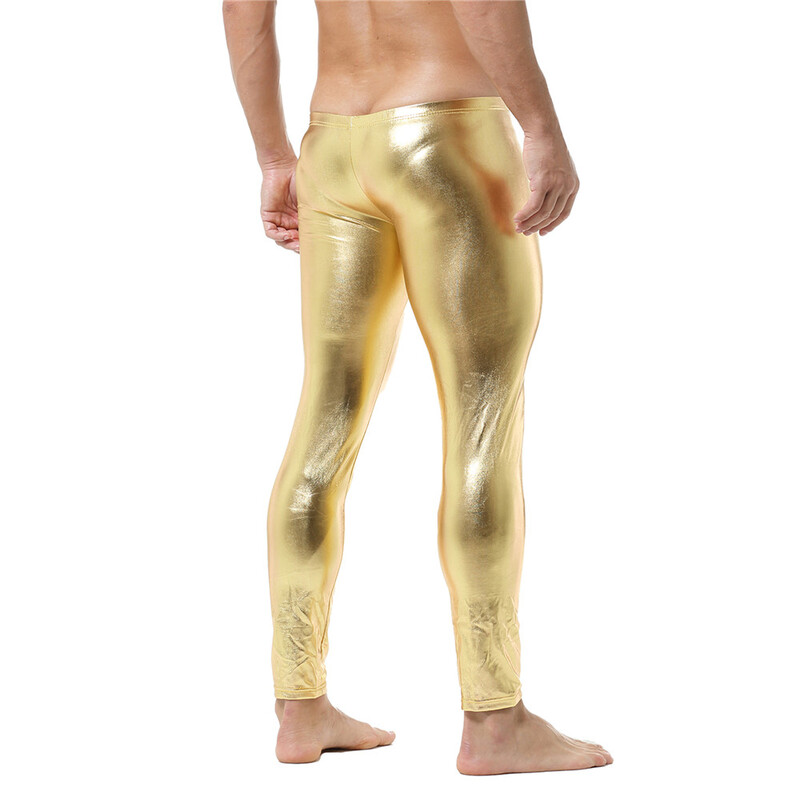 Pantaloni strâmți pentru bărbați, din piele artificială, jambiere pentru bărbați, aurii/negri/argintii, pantaloni subțiri ocazional, pantaloni slăbiți, lungi, pentru bărbați.