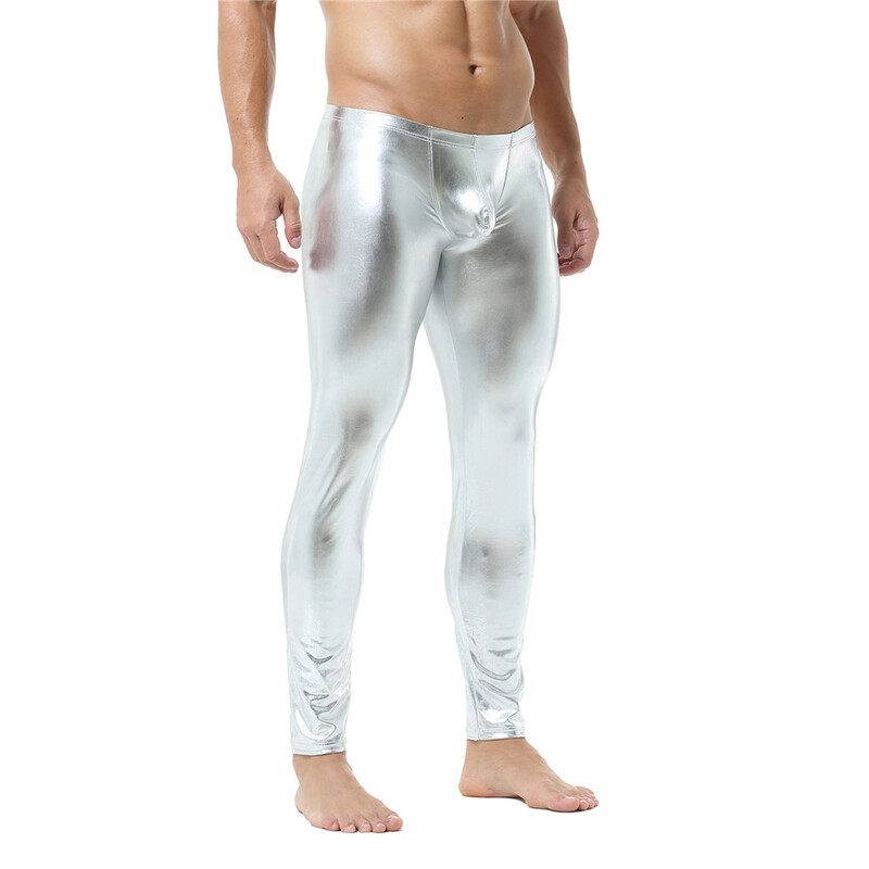 Pantaloni strâmți pentru bărbați, din piele artificială, jambiere pentru bărbați, aurii/negri/argintii, pantaloni subțiri ocazional, pantaloni slăbiți, lungi, pentru bărbați.
