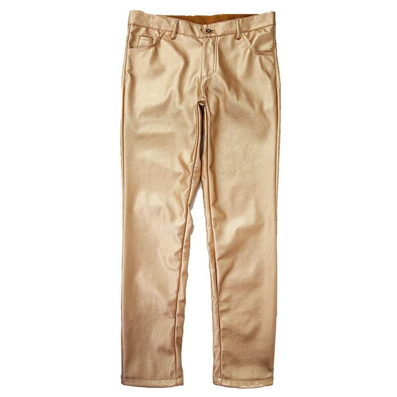 Pantaloni pentru bărbați, elastici, slim fit, la modă și rezistenți la umiditate, alb, bar, salon de coafură, pantaloni din piele pentru bărbați