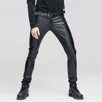 Модни мъжки панталони от изкуствена кожа Idopy Stage Performance Punk Motorcycle Biker Slim Fit PU парти панталони за мъже