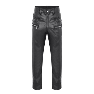 Dropshipping Bőr nadrágok Férfi Elasztikus divatos Pu bőr nadrág Utcai ruházat 2022 tavaszi őszi motoros punk nadrág L5