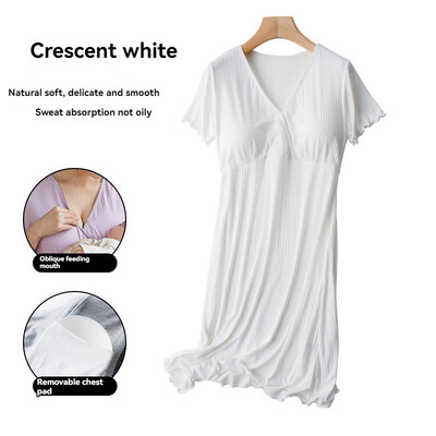 Υψηλής ποιότητας γυναικείο νυχτικό νοσηλείας με μαξιλαράκια σουτιέν Καλοκαίρι μετά τον τοκετό Θηλασμός σπίτι Ρούχα εγκυμοσύνης Μακρύ φόρεμα πιτζάμες