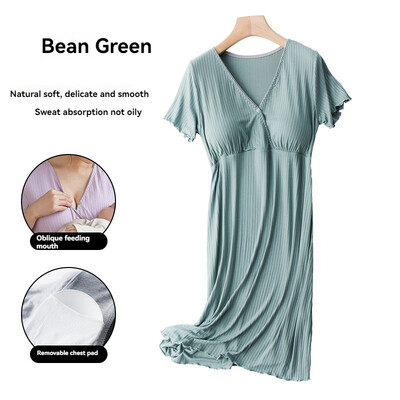Υψηλής ποιότητας γυναικείο νυχτικό νοσηλείας με μαξιλαράκια σουτιέν Καλοκαίρι μετά τον τοκετό Θηλασμός σπίτι Ρούχα εγκυμοσύνης Μακρύ φόρεμα πιτζάμες
