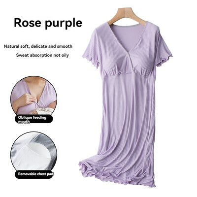 Υψηλής ποιότητας γυναικείο νυχτικό νοσηλείας με μαξιλαράκια σουτιέν Καλοκαίρι μετά τον τοκετό Θηλασμός σπίτι Ρούχα εγκυμοσύνης Μακρύ φόρεμα πιτζάμες