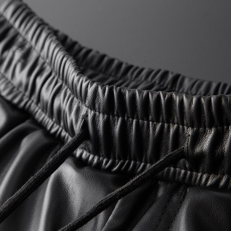 Vīriešu ādas bikses Augstākās kvalitātes elastīgas jostasvietas skriešanas bikses PU ādas motociklu bikses motociklistu bikses