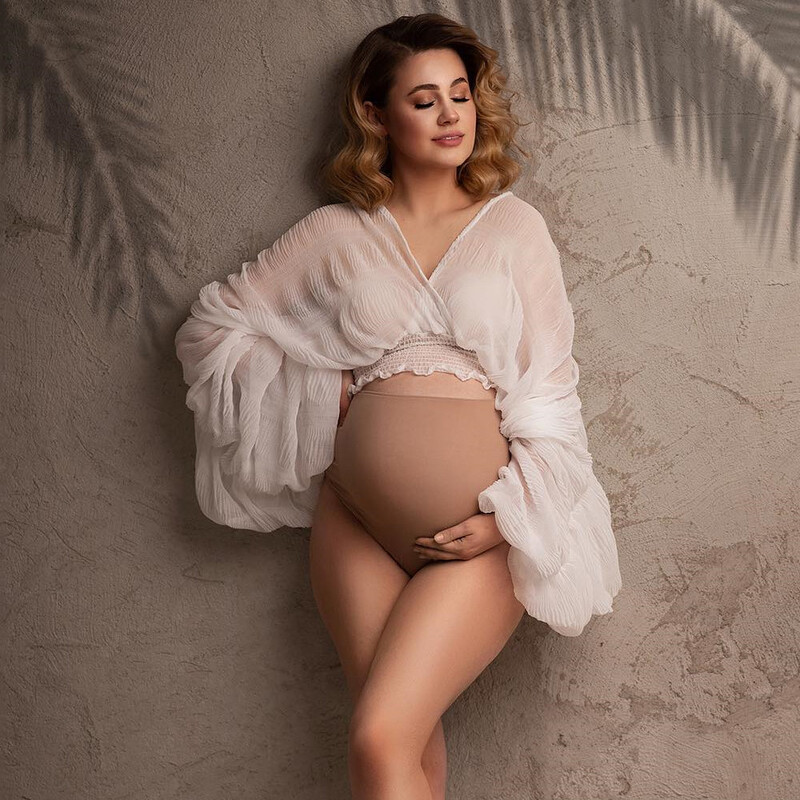 2023. Rekviziti za trudničke fotografije Majice Majice za foto snimanja u trudnoći Majice s V-izrezom