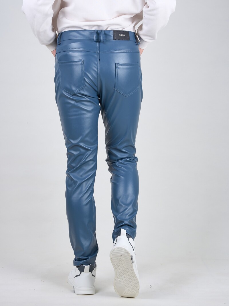 Tavaszi és nyári könnyű és vékony férfi pávakék bőrnadrág, angol stílusú napi férfi nadrág