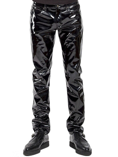 Férfi PU bőr Motoros nadrág Férfi Ruházat Fényes Egzotikus Nadrág Éjszakai Klub viselet Színpadi nadrág Szexi harisnya buliruhák Új