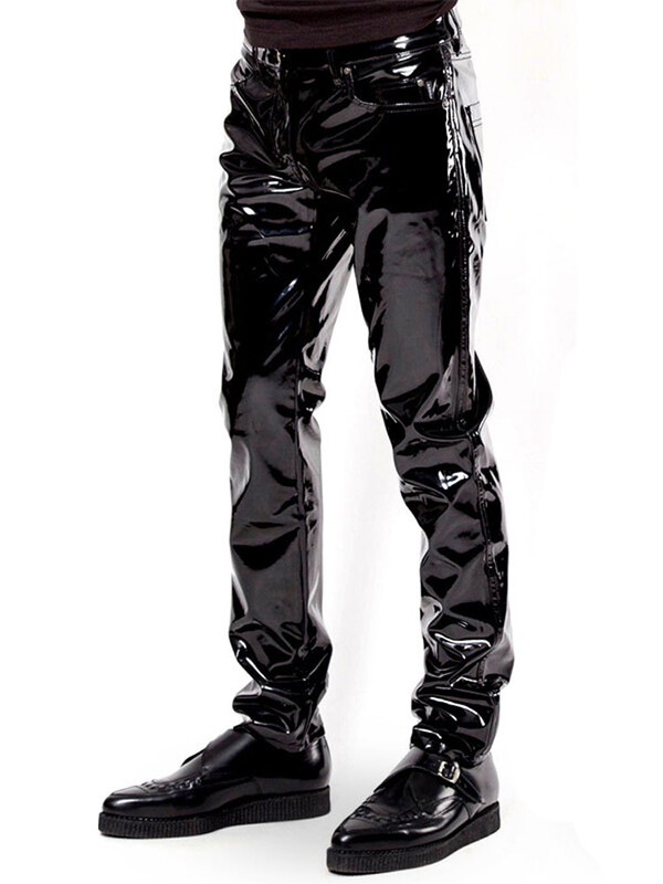 Férfi PU bőr Motoros nadrág Férfi Ruházat Fényes Egzotikus Nadrág Éjszakai Klub viselet Színpadi nadrág Szexi harisnya buliruhák Új