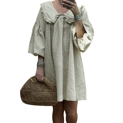 Femei de primăvară Y2K estetică rochie cu imprimeu în carouri cu mâneci lungi, cochetă, rochie largi, vintage, mini rochie în linie A, îmbrăcăminte de stradă