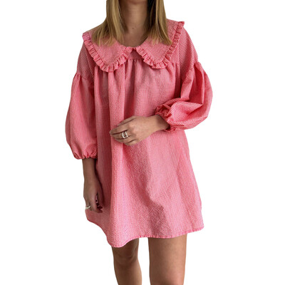 Femei de primăvară Y2K estetică rochie cu imprimeu în carouri cu mâneci lungi, cochetă, rochie largi, vintage, mini rochie în linie A, îmbrăcăminte de stradă