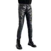 Jaunas Skinny Biker Ādas Bikses Vīriešu Jaunas Mākslīgās Ādas Biker Biker Biker Biker Stage Wear valkāšanai vīriešiem